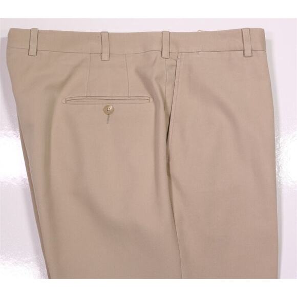 Hickey-Freeman Current Khaki Tan Flat Front Cotton Chino Pants Trousers 38x30 - Picture 2 of 7